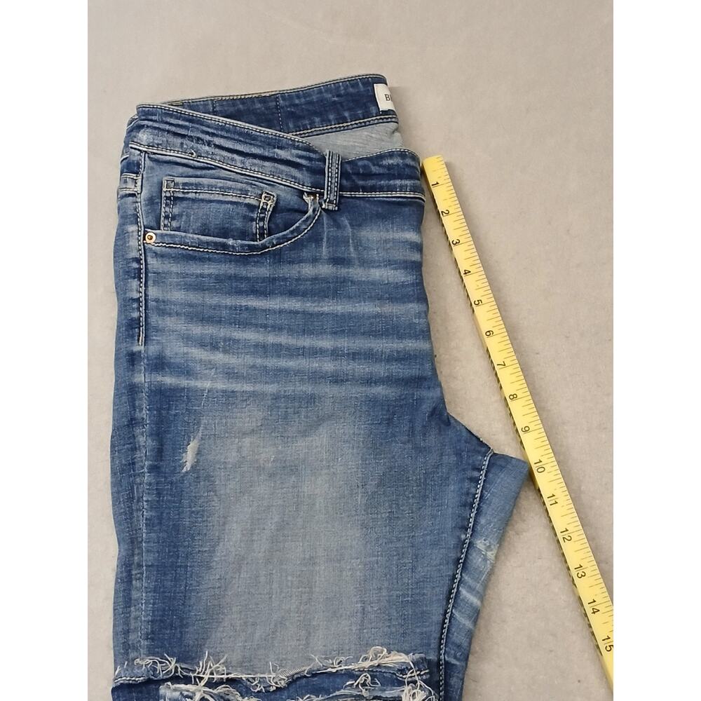 BKE (31- 37 1/2) Universal Fit Mid Rise Boot Cut Stretch Blue Denim Jeans - Picture 5 of 11